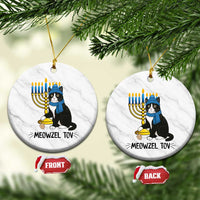 Meowzel Tov Ceramic Ornament Black Cat Playing Dreidel Menorah Hanukkah Gift - Wonder Print Shop