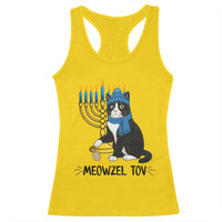 Meowzel Tov Racerback Tank Top Black Cat Playing Dreidel Menorah Hanukkah Gift - Wonder Print Shop