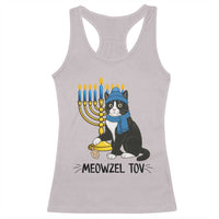 Meowzel Tov Racerback Tank Top Black Cat Playing Dreidel Menorah Hanukkah Gift - Wonder Print Shop