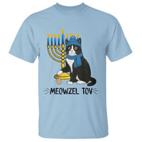 Meowzel Tov T Shirt Black Cat Playing Dreidel Menorah Hanukkah Gift - Wonder Print Shop