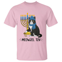 Meowzel Tov T Shirt Black Cat Playing Dreidel Menorah Hanukkah Gift - Wonder Print Shop