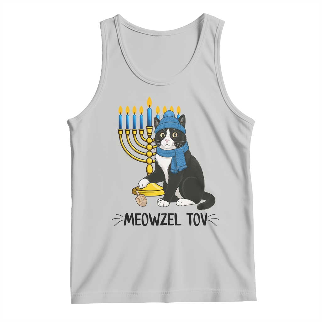 Meowzel Tov Tank Top Black Cat Playing Dreidel Menorah Hanukkah Gift - Wonder Print Shop