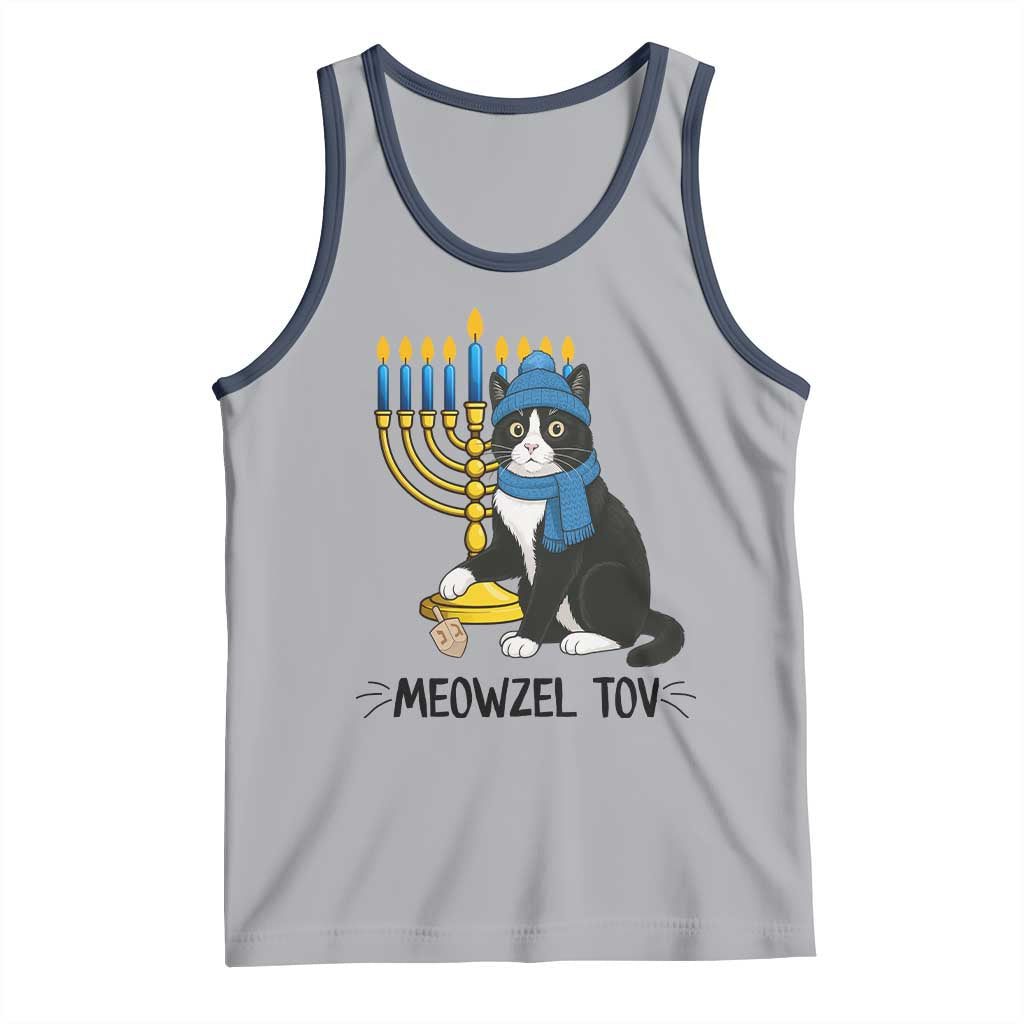 Meowzel Tov Tank Top Black Cat Playing Dreidel Menorah Hanukkah Gift - Wonder Print Shop