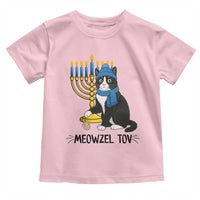 Meowzel Tov Toddler T Shirt Black Cat Playing Dreidel Menorah Hanukkah Gift - Wonder Print Shop