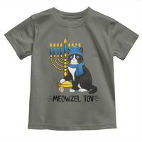 Meowzel Tov Toddler T Shirt Black Cat Playing Dreidel Menorah Hanukkah Gift - Wonder Print Shop