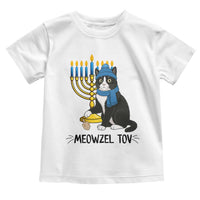 Meowzel Tov Toddler T Shirt Black Cat Playing Dreidel Menorah Hanukkah Gift - Wonder Print Shop