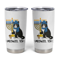 Meowzel Tov Tumbler Cup Black Cat Playing Dreidel Menorah Hanukkah Gift - Wonder Print Shop