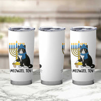 Meowzel Tov Tumbler Cup Black Cat Playing Dreidel Menorah Hanukkah Gift - Wonder Print Shop
