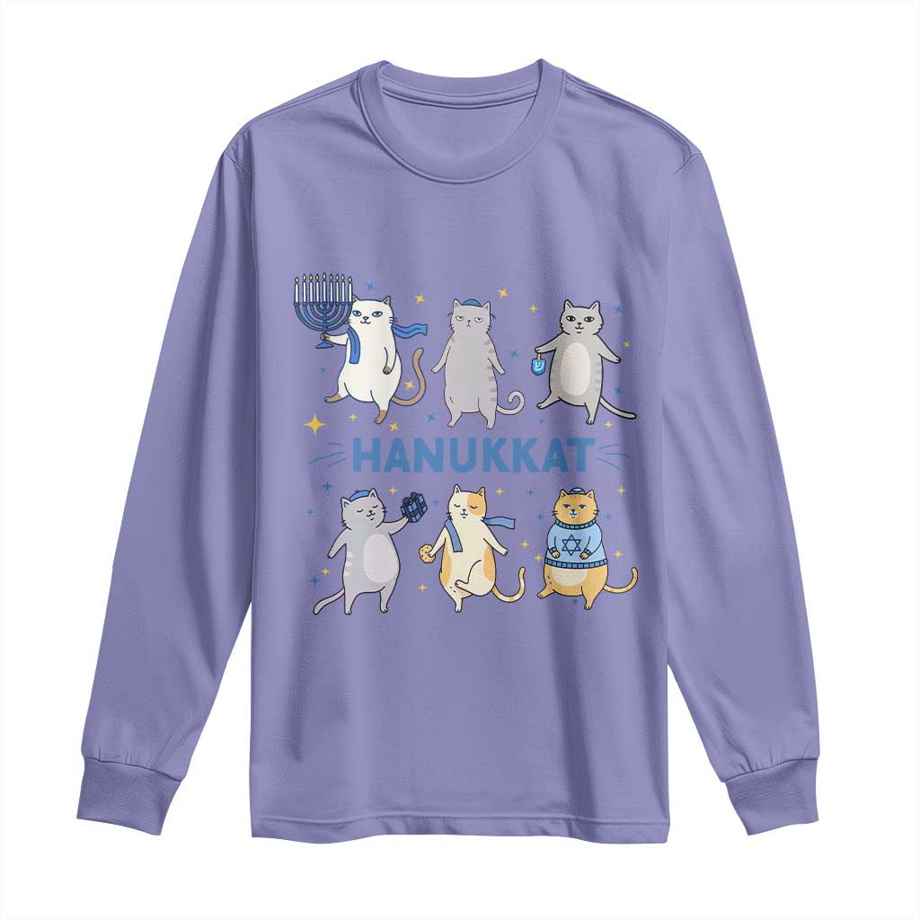 Hanukkat Long Sleeve Shirt Funny Cats Hanukkah Festival Of Lights Gift - Wonder Print Shop