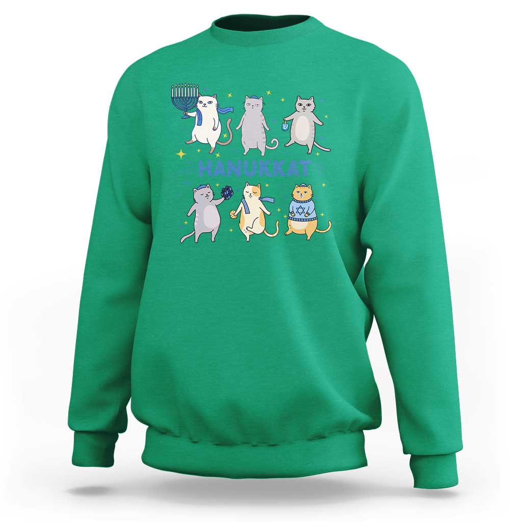 Hanukkat Sweatshirt Funny Cats Hanukkah Festival Of Lights Gift - Wonder Print Shop