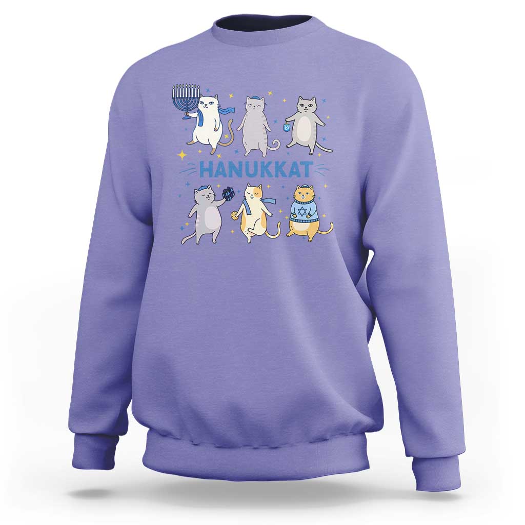 Hanukkat Sweatshirt Funny Cats Hanukkah Festival Of Lights Gift - Wonder Print Shop
