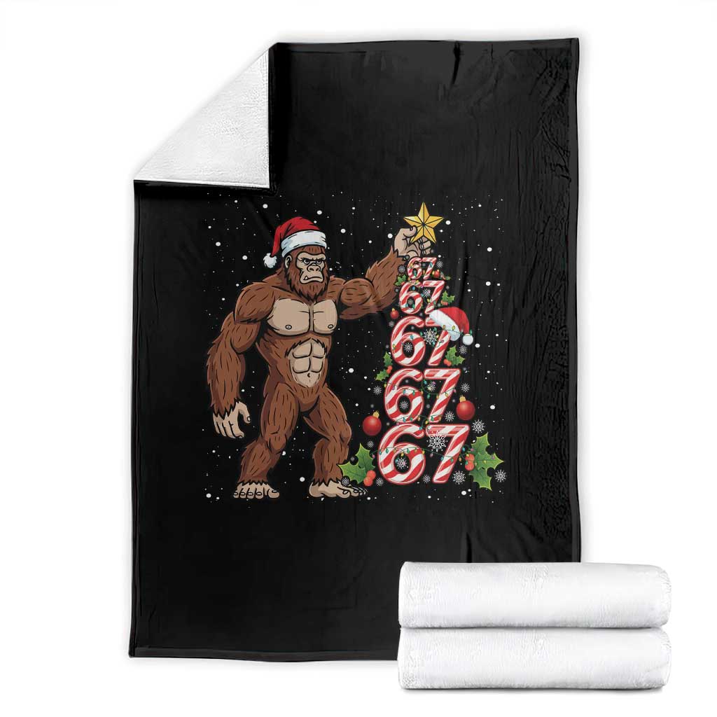 Bigfoot Christmas Tree 67 Throw Blanket Holiday Six Seven Meme Brainrot Gift - Wonder Print Shop