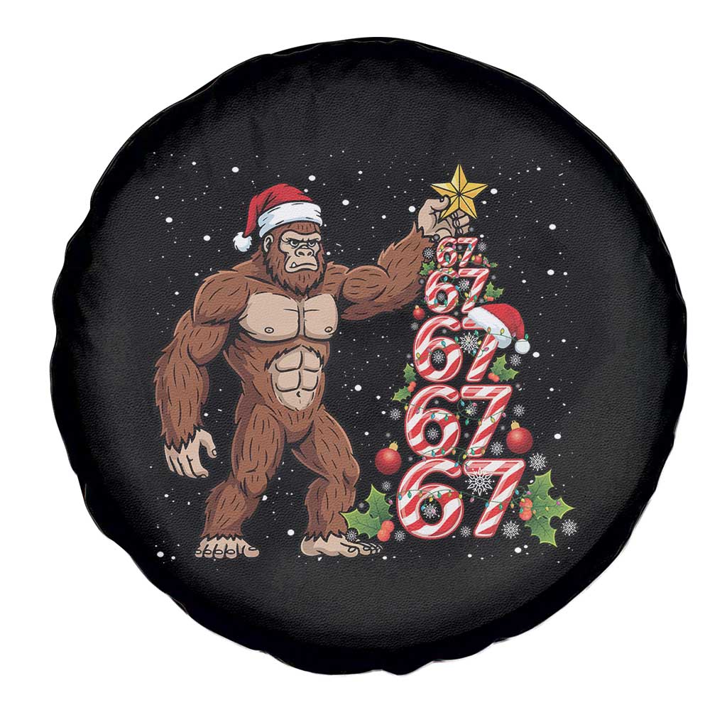 Bigfoot Christmas Tree 67 Spare Tire Cover Holiday Six Seven Meme Brainrot Gift - Wonder Print Shop
