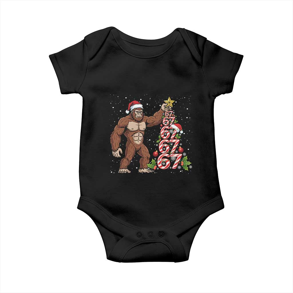 Bigfoot Christmas Tree 67 Baby Onesie Holiday Six Seven Meme Brainrot Gift - Wonder Print Shop