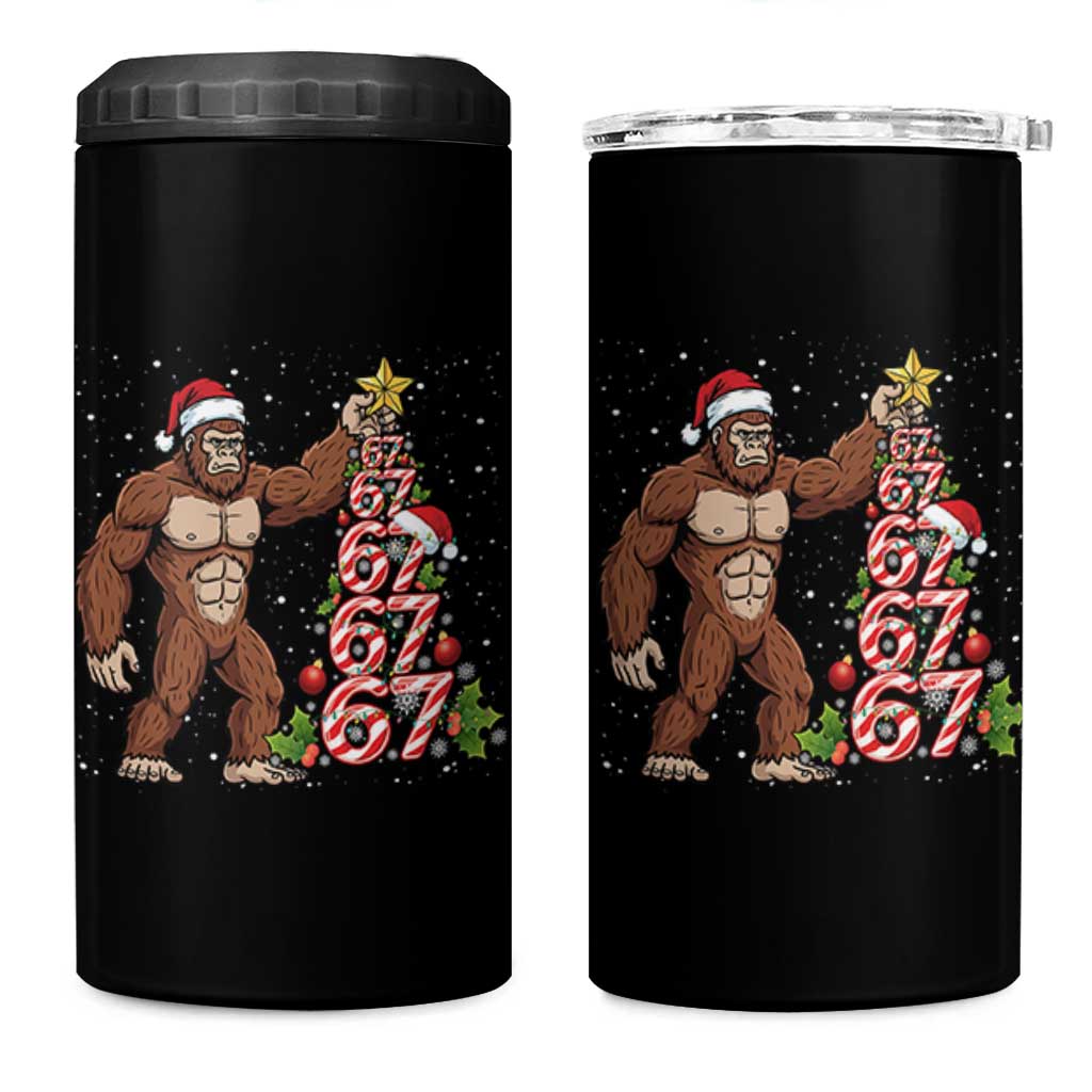 Bigfoot Christmas Tree 67 4 in 1 Can Cooler Tumbler Holiday Six Seven Meme Brainrot Gift - Wonder Print Shop