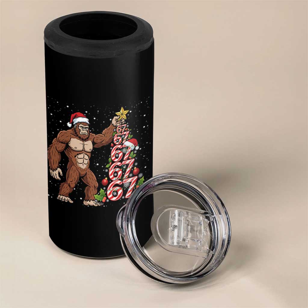 Bigfoot Christmas Tree 67 4 in 1 Can Cooler Tumbler Holiday Six Seven Meme Brainrot Gift - Wonder Print Shop