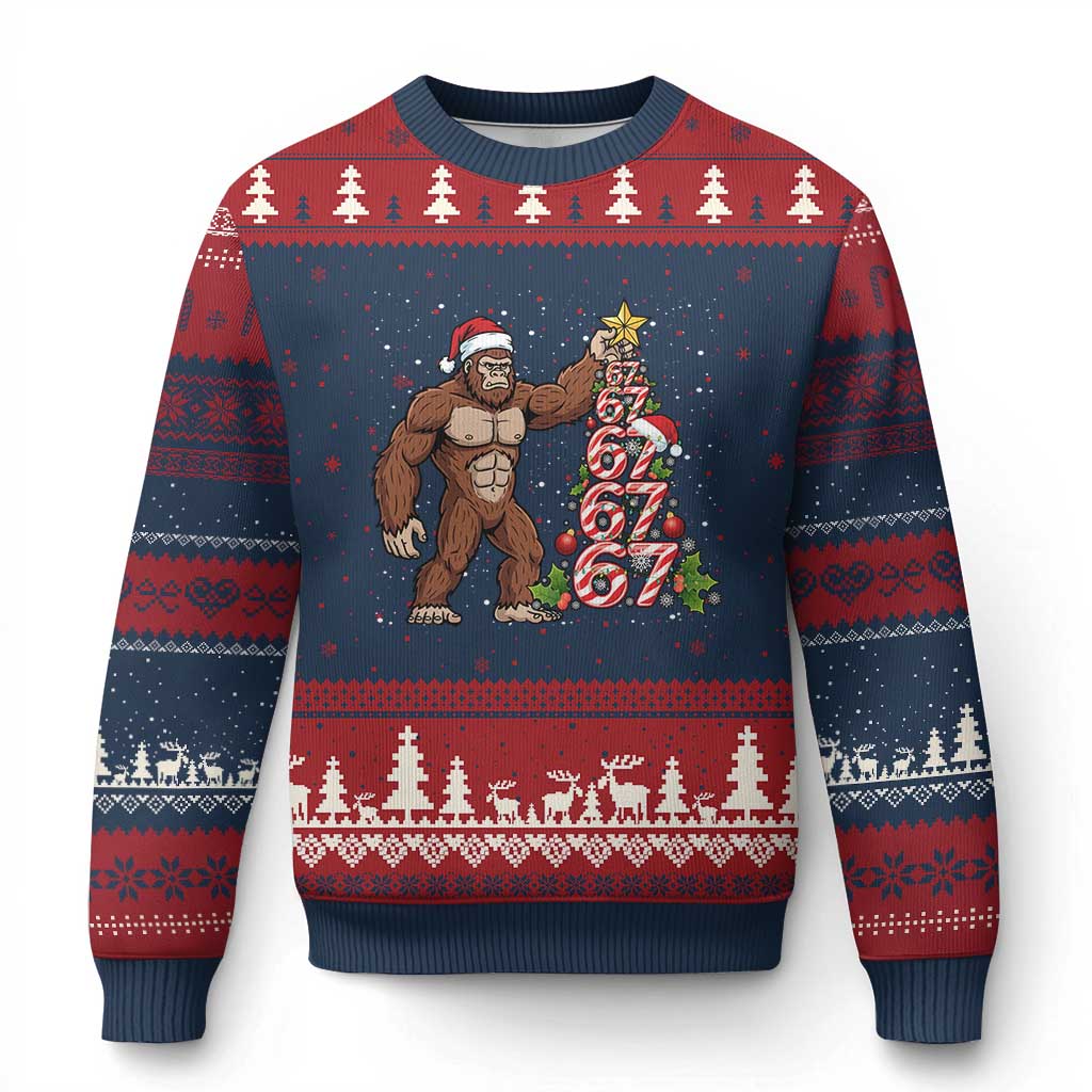 Bigfoot Xmas Tree 67 Ugly Christmas Sweater Holiday Six Seven Meme Brainrot Gift - Wonder Print Shop