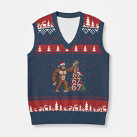 Bigfoot Xmas Tree 67 V-Neck Knit Sweater Vest Holiday Six Seven Meme Brainrot Gift - Wonder Print Shop