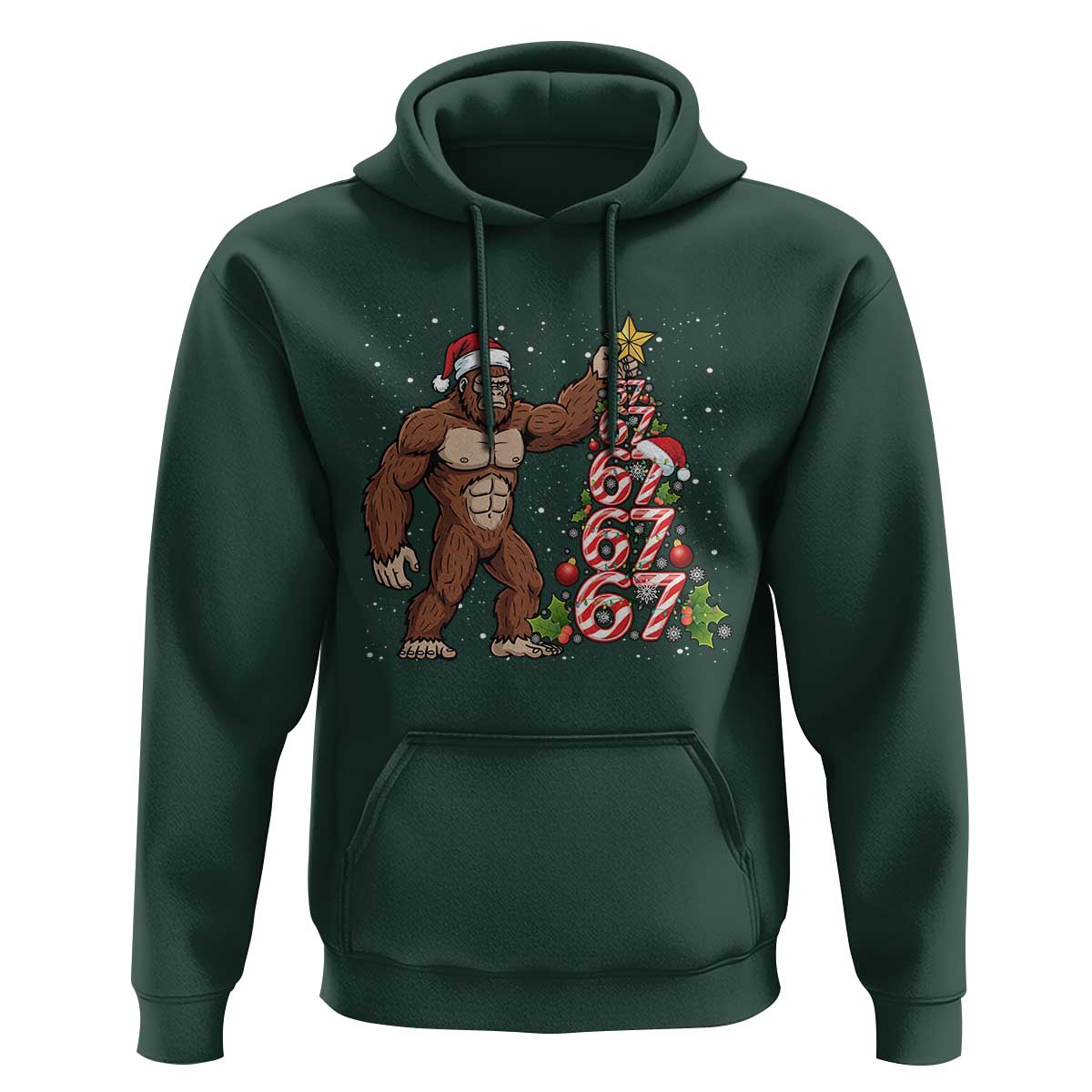 Bigfoot Christmas Tree 67 Hoodie Holiday Six Seven Meme Brainrot Gift - Wonder Print Shop