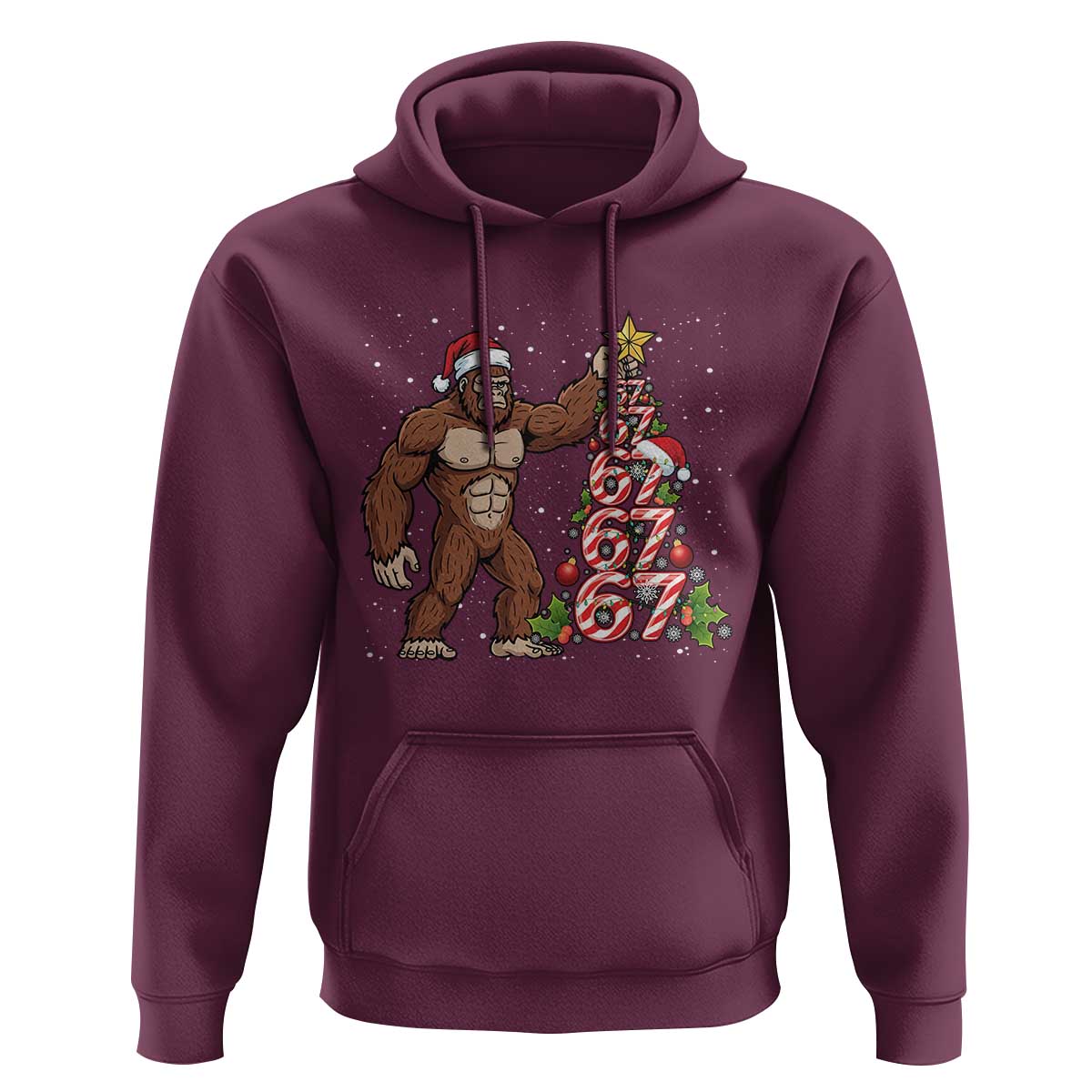 Bigfoot Christmas Tree 67 Hoodie Holiday Six Seven Meme Brainrot Gift - Wonder Print Shop