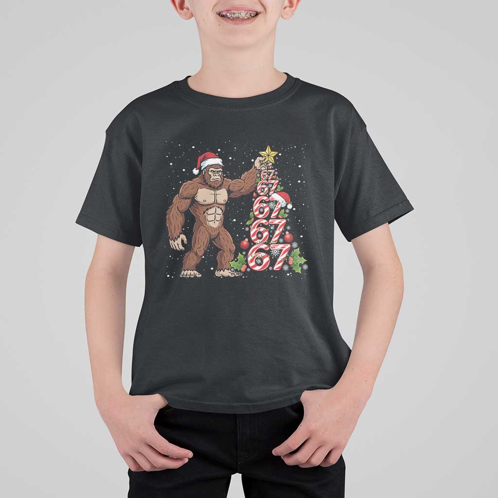 Bigfoot Christmas Tree 67 T Shirt For Kid Holiday Six Seven Meme Brainrot Gift - Wonder Print Shop