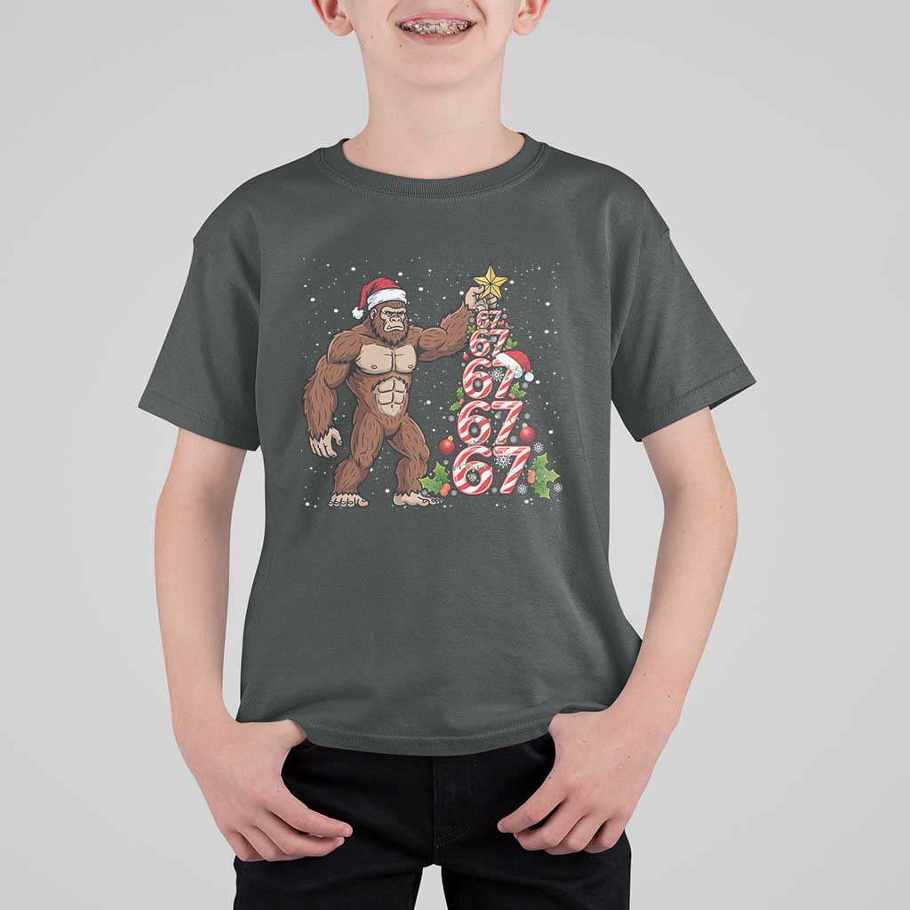 Bigfoot Christmas Tree 67 T Shirt For Kid Holiday Six Seven Meme Brainrot Gift - Wonder Print Shop