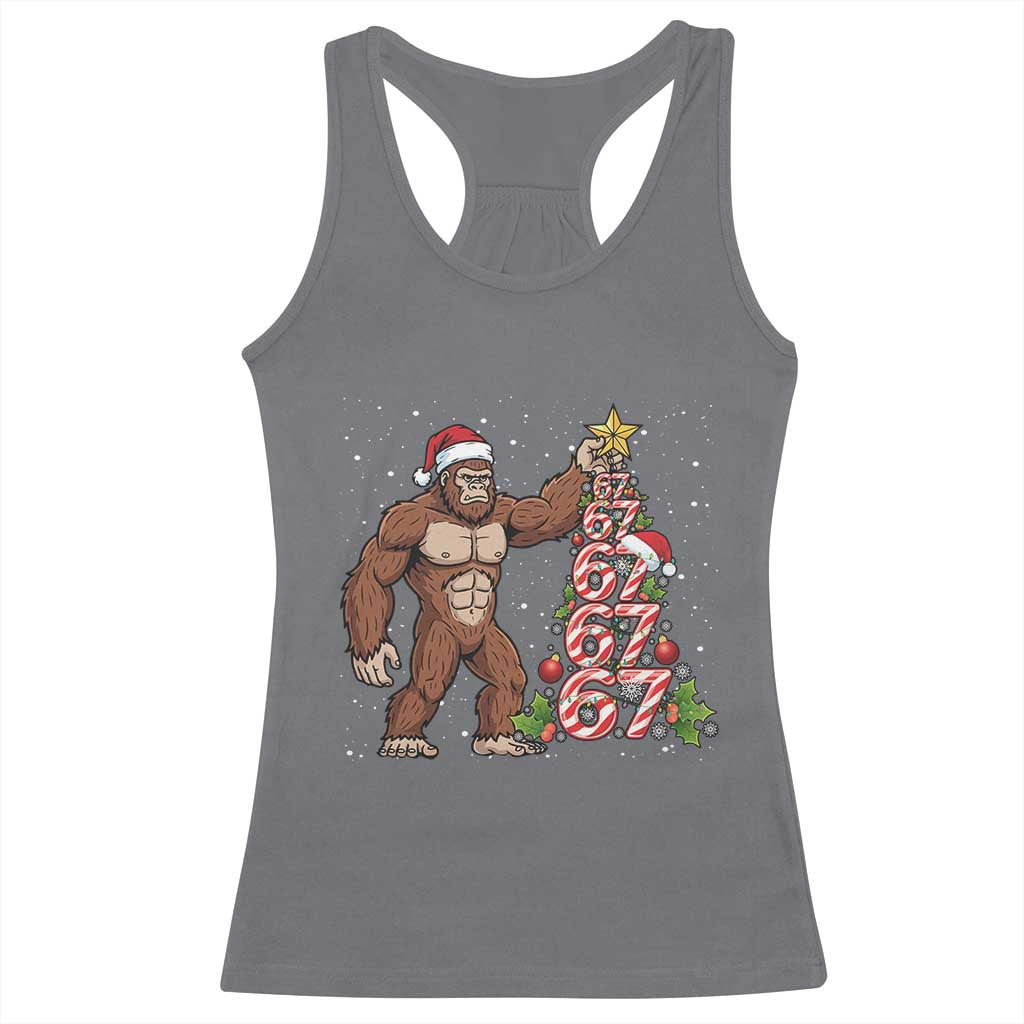 Bigfoot Christmas Tree 67 Racerback Tank Top Holiday Six Seven Meme Brainrot Gift - Wonder Print Shop