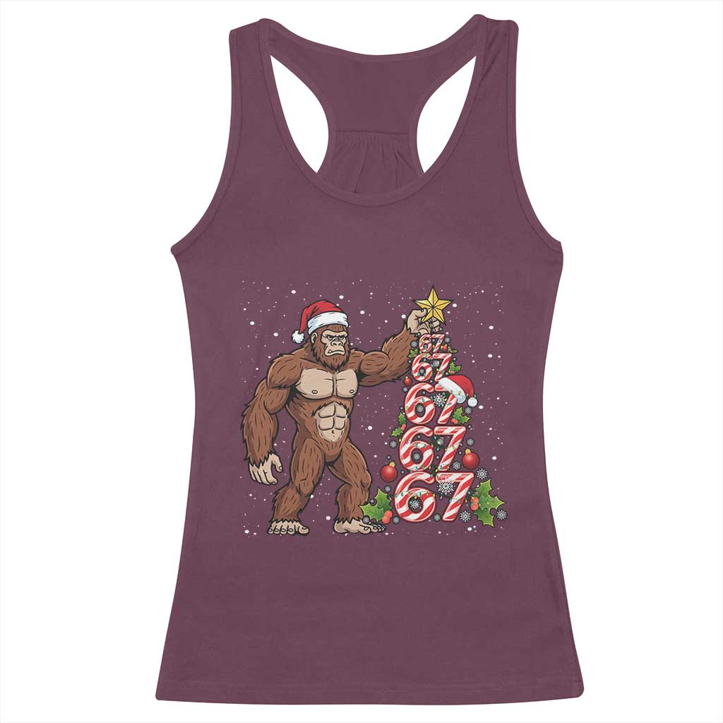 Bigfoot Christmas Tree 67 Racerback Tank Top Holiday Six Seven Meme Brainrot Gift - Wonder Print Shop