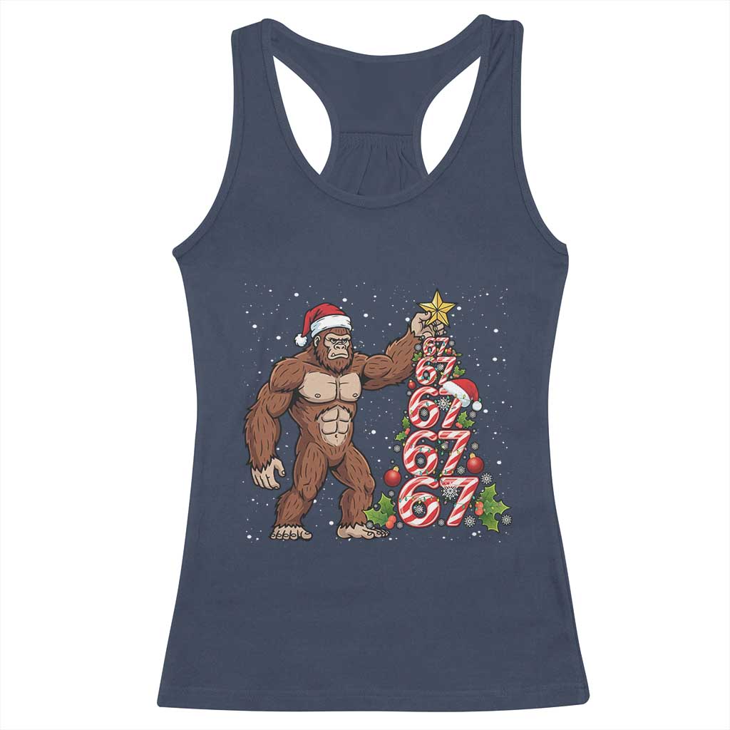 Bigfoot Christmas Tree 67 Racerback Tank Top Holiday Six Seven Meme Brainrot Gift - Wonder Print Shop