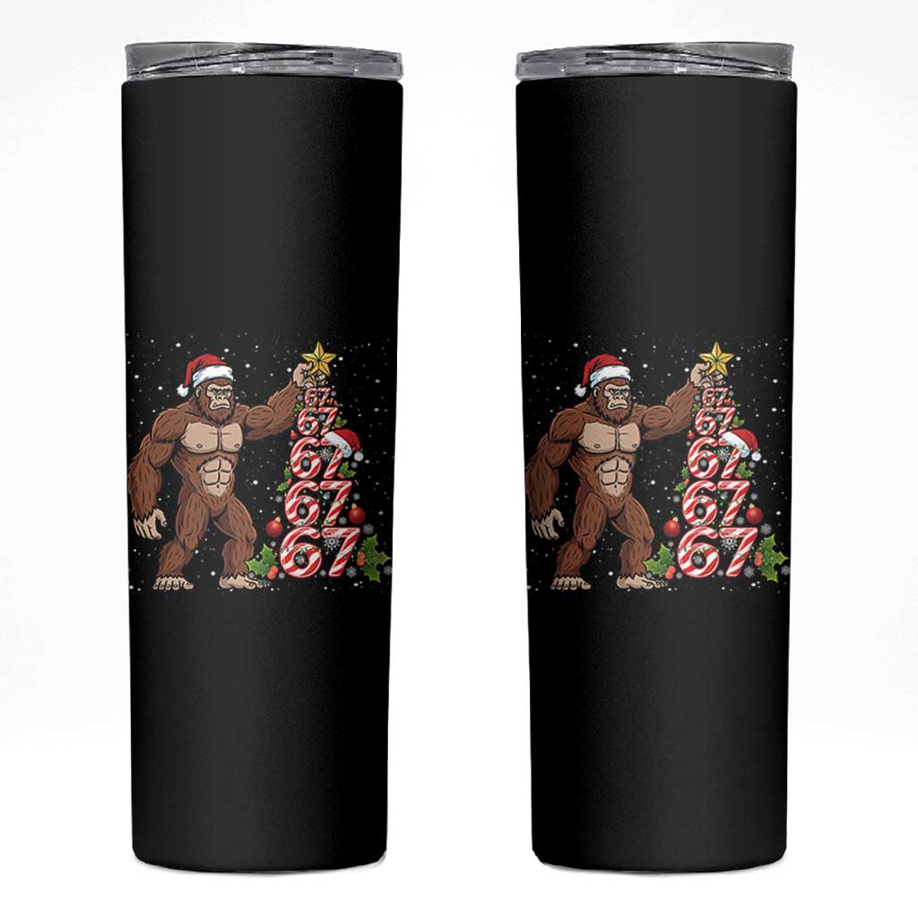 Bigfoot Christmas Tree 67 Skinny Tumbler Holiday Six Seven Meme Brainrot Gift - Wonder Print Shop