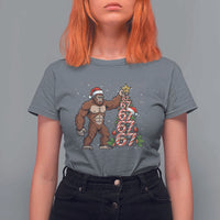Bigfoot Christmas Tree 67 T Shirt For Women Holiday Six Seven Meme Brainrot Gift - Wonder Print Shop