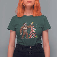 Bigfoot Christmas Tree 67 T Shirt For Women Holiday Six Seven Meme Brainrot Gift - Wonder Print Shop