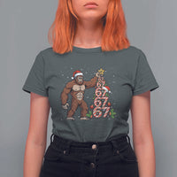 Bigfoot Christmas Tree 67 T Shirt For Women Holiday Six Seven Meme Brainrot Gift - Wonder Print Shop