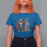 Bigfoot Christmas Tree 67 T Shirt For Women Holiday Six Seven Meme Brainrot Gift - Wonder Print Shop