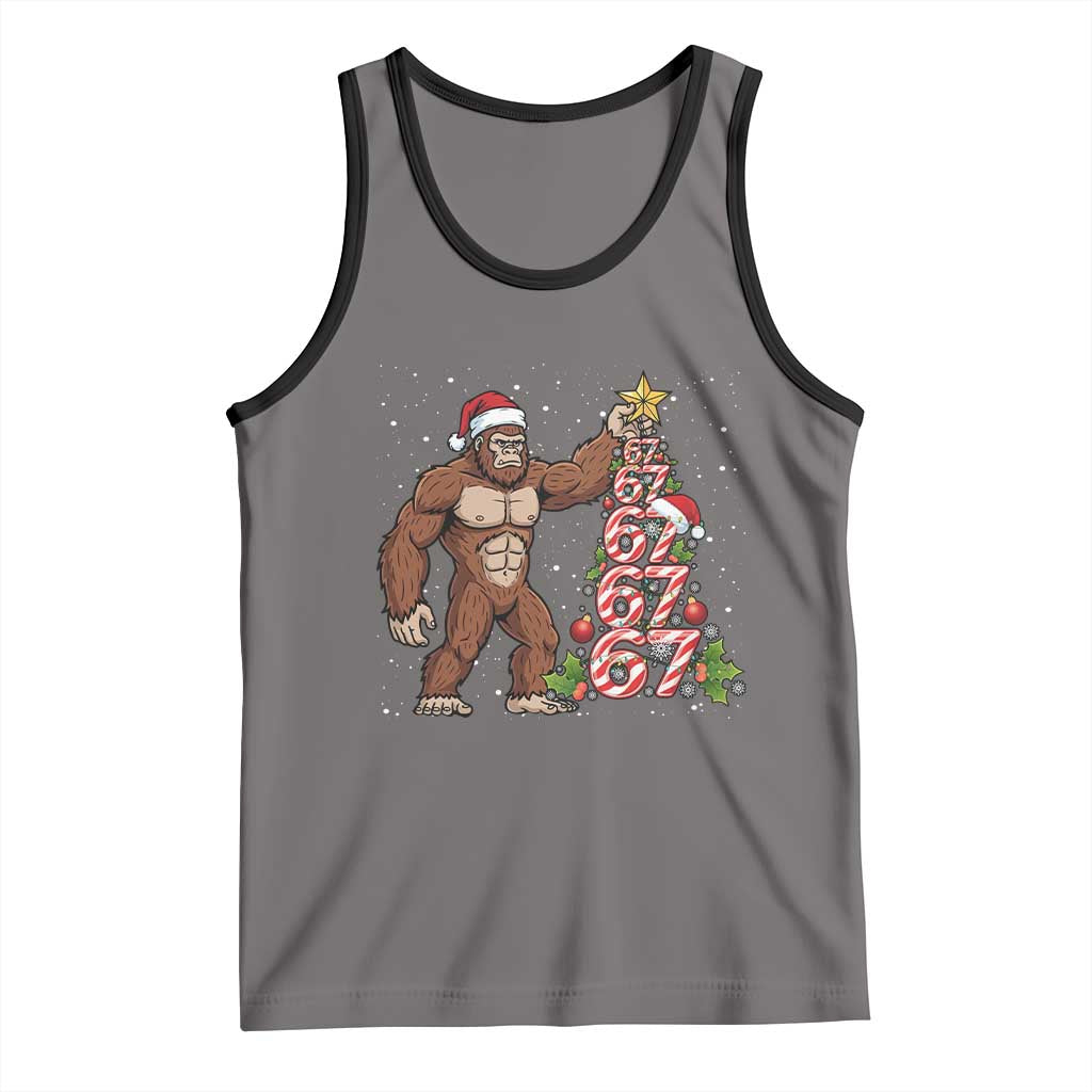 Bigfoot Christmas Tree 67 Tank Top Holiday Six Seven Meme Brainrot Gift - Wonder Print Shop