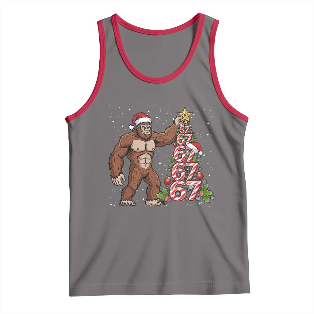 Bigfoot Christmas Tree 67 Tank Top Holiday Six Seven Meme Brainrot Gift - Wonder Print Shop