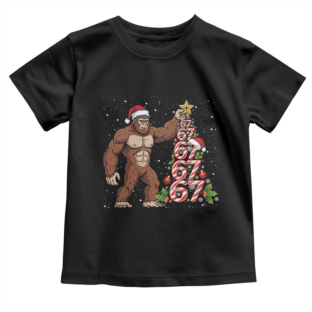 Bigfoot Christmas Tree 67 Toddler T Shirt Holiday Six Seven Meme Brainrot Gift - Wonder Print Shop