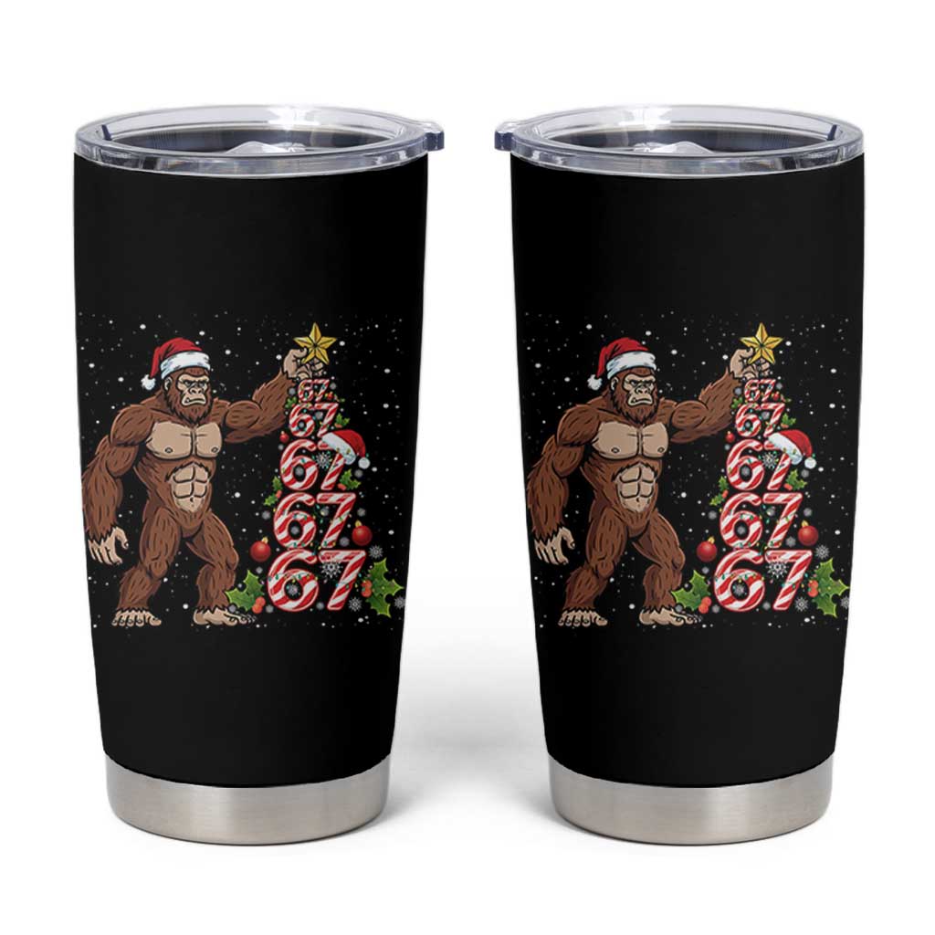 Bigfoot Christmas Tree 67 Tumbler Cup Holiday Six Seven Meme Brainrot Gift - Wonder Print Shop