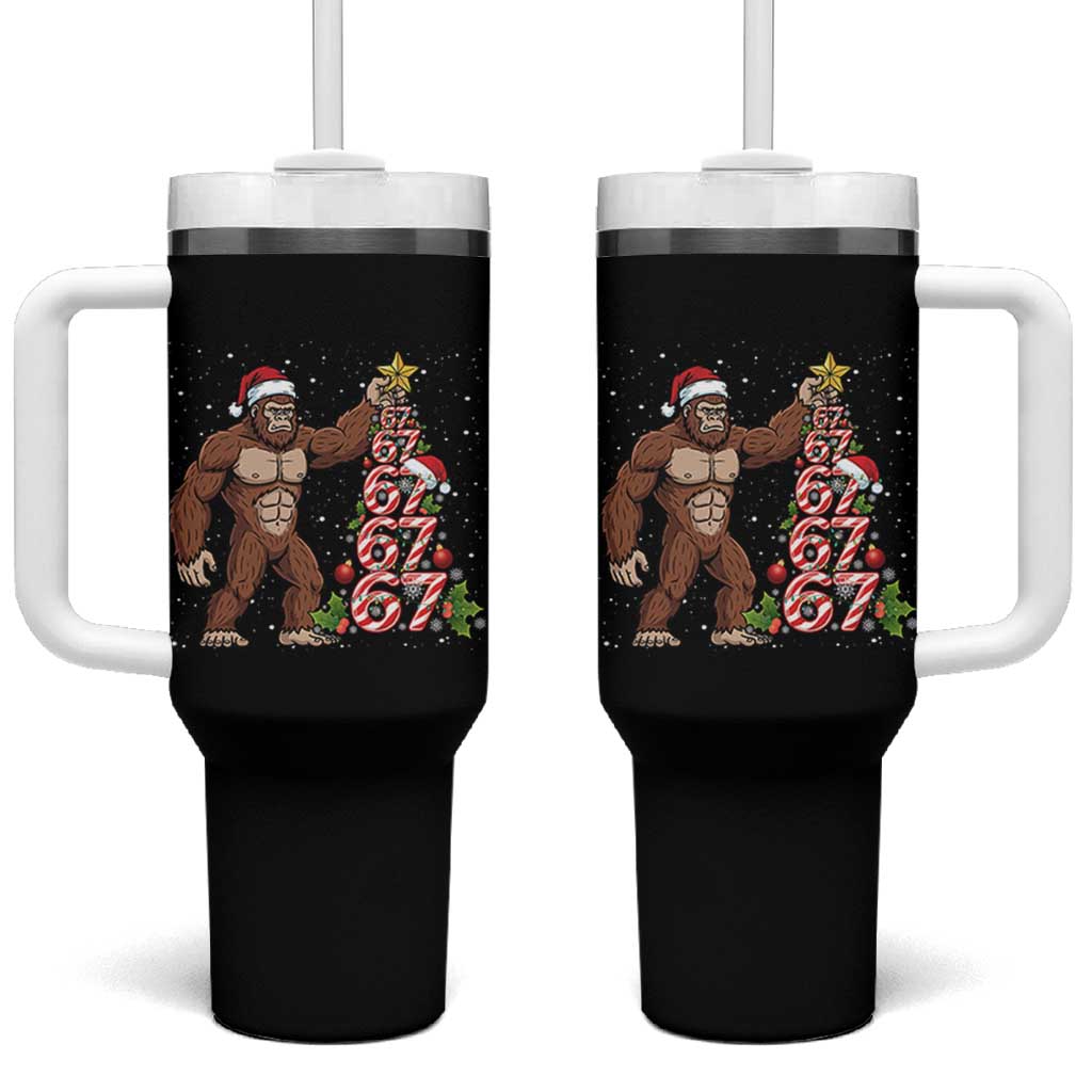 Bigfoot Christmas Tree 67 Tumbler With Handle Holiday Six Seven Meme Brainrot Gift - Wonder Print Shop