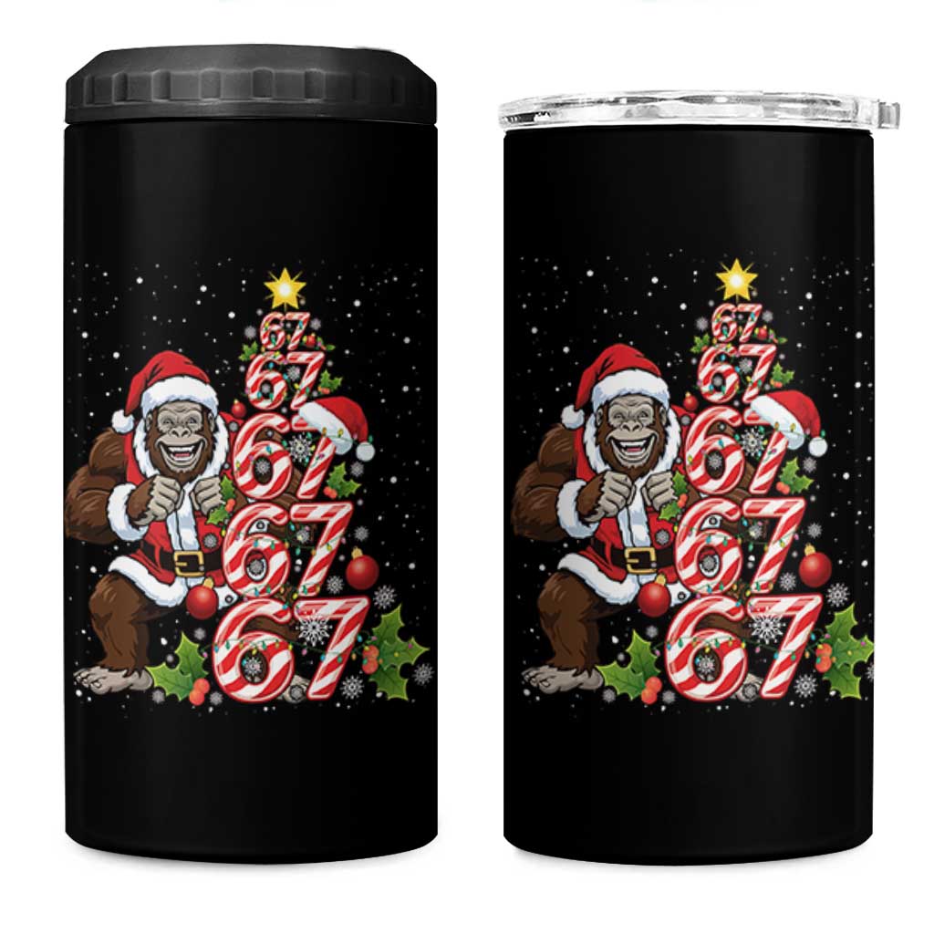 Trending Six Seven Meme Bigfoot Christmas Tree 4 in 1 Can Cooler Tumbler Holiday Gift - Wonder Print Shop