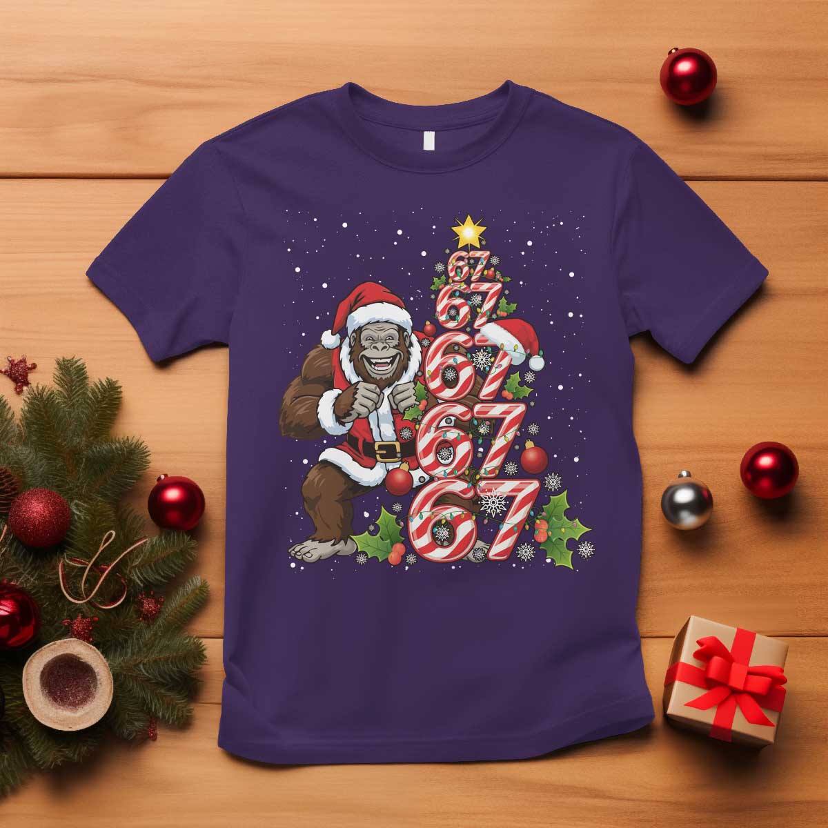 Trending Six Seven Meme Bigfoot Christmas Tree T Shirt Holiday Gift - Wonder Print Shop