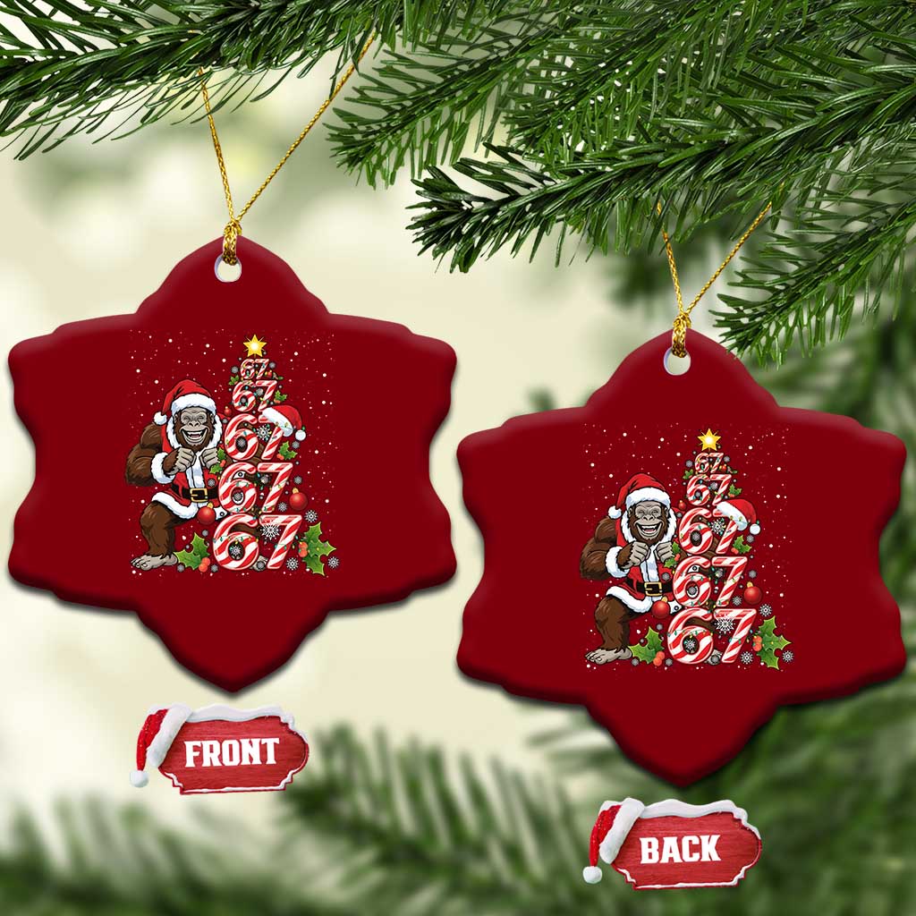 Trending Six Seven Meme Bigfoot Christmas Tree Ceramic Ornament Holiday Gift - Wonder Print Shop