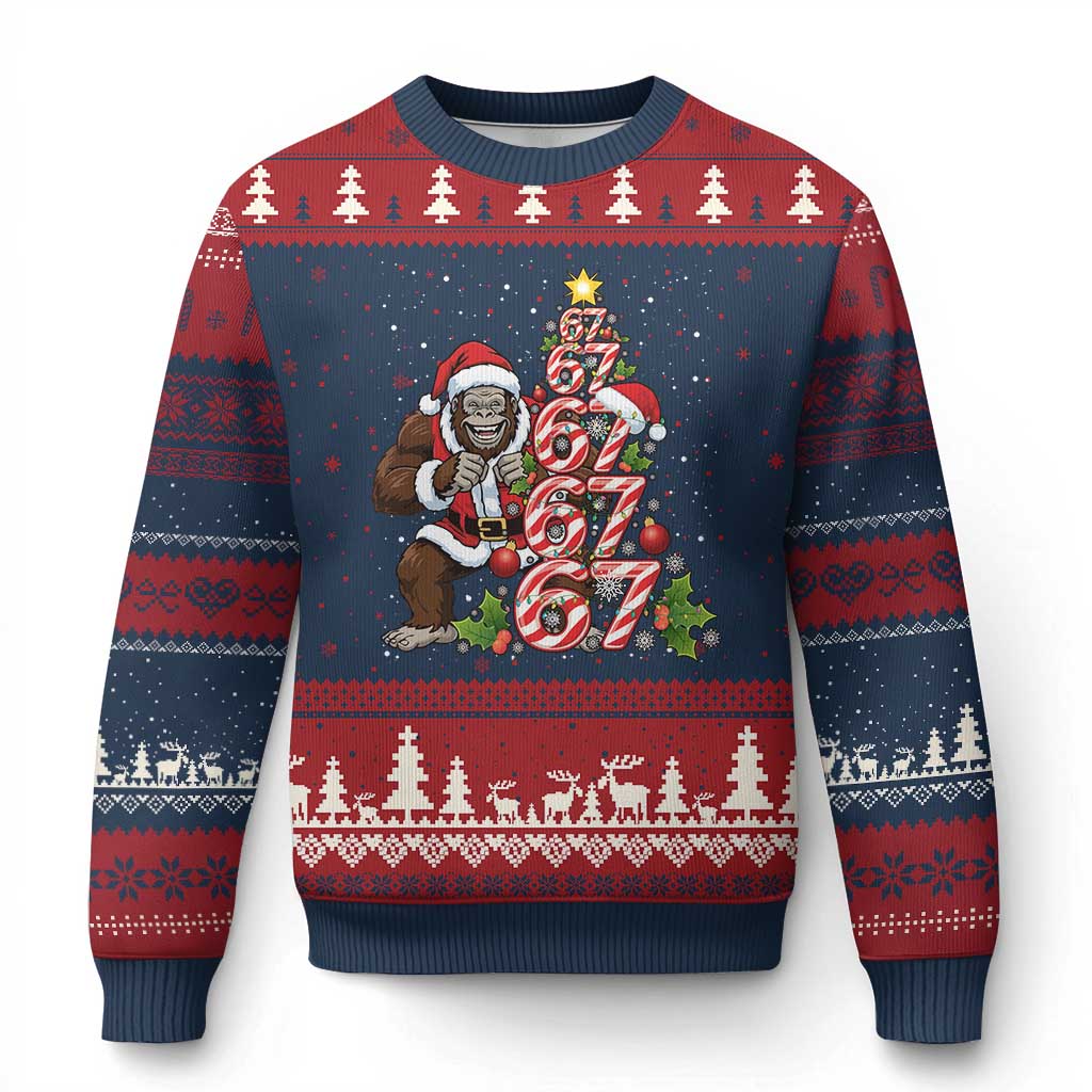 Trending Six Seven Meme Bigfoot Xmas Tree Ugly Christmas Sweater Holiday Gift - Wonder Print Shop