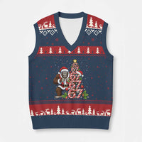 Trending Six Seven Meme Bigfoot Xmas Tree V-Neck Knit Sweater Vest Holiday Gift - Wonder Print Shop
