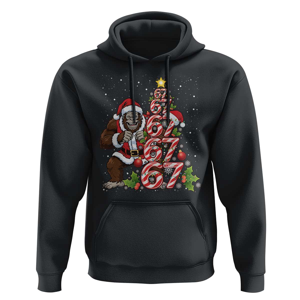 Trending Six Seven Meme Bigfoot Christmas Tree Hoodie Holiday Gift - Wonder Print Shop