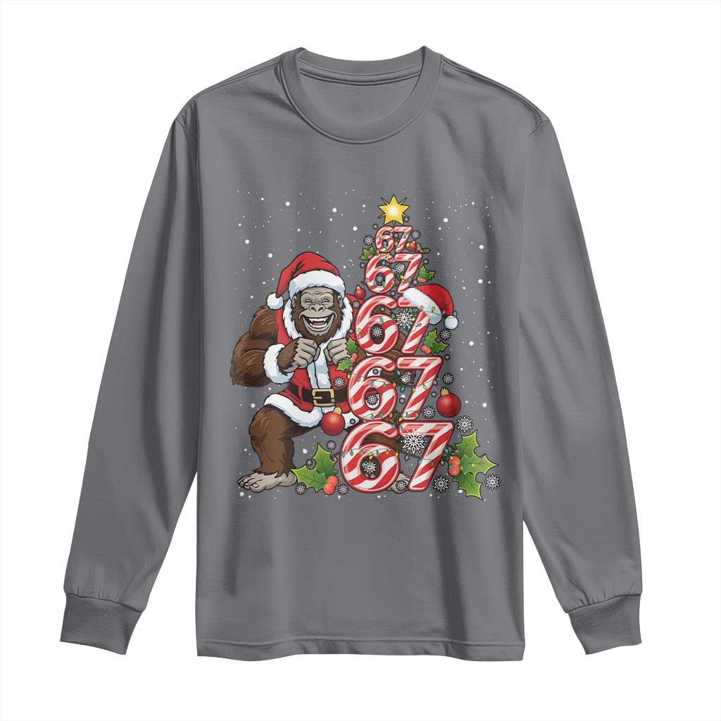 Trending Six Seven Meme Bigfoot Christmas Tree Long Sleeve Shirt Holiday Gift - Wonder Print Shop