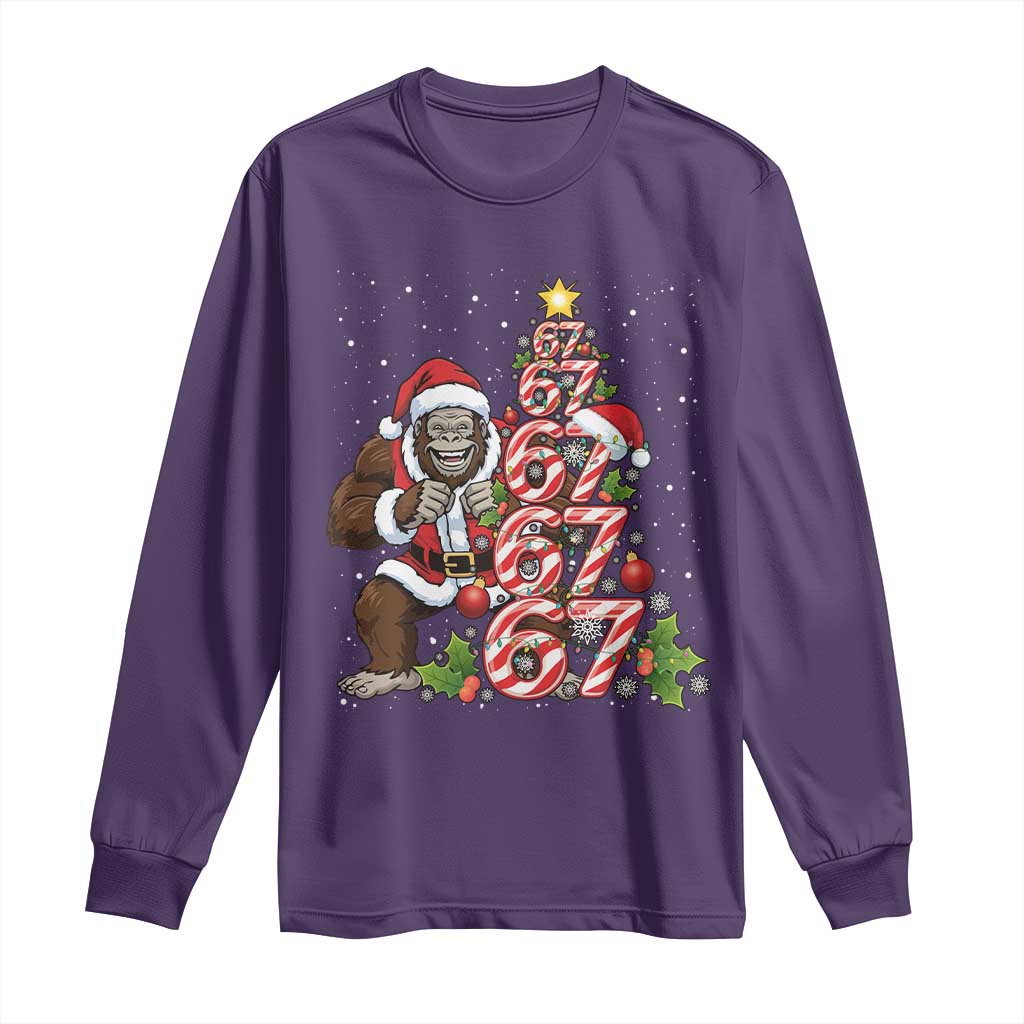 Trending Six Seven Meme Bigfoot Christmas Tree Long Sleeve Shirt Holiday Gift - Wonder Print Shop