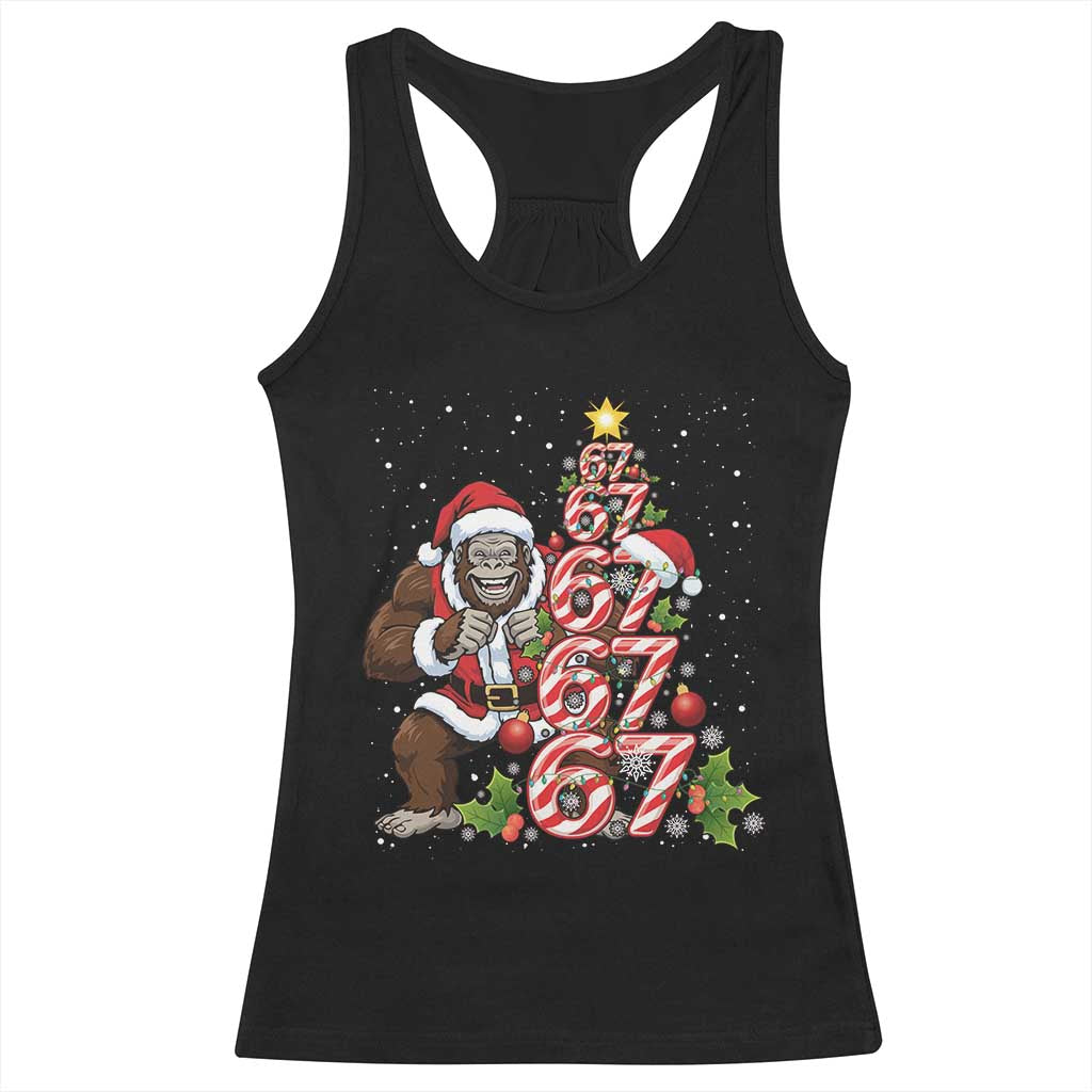 Trending Six Seven Meme Bigfoot Christmas Tree Racerback Tank Top Holiday Gift - Wonder Print Shop