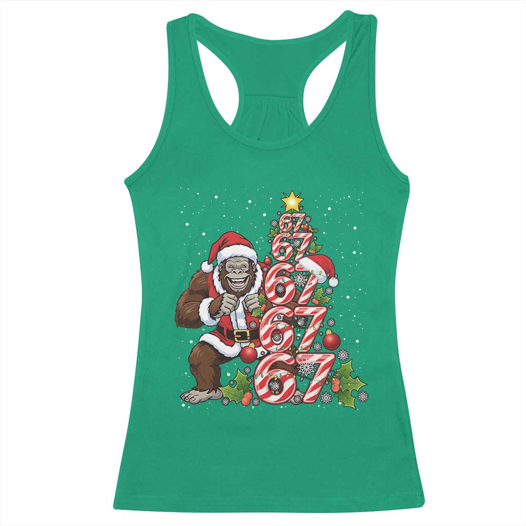 Trending Six Seven Meme Bigfoot Christmas Tree Racerback Tank Top Holiday Gift - Wonder Print Shop