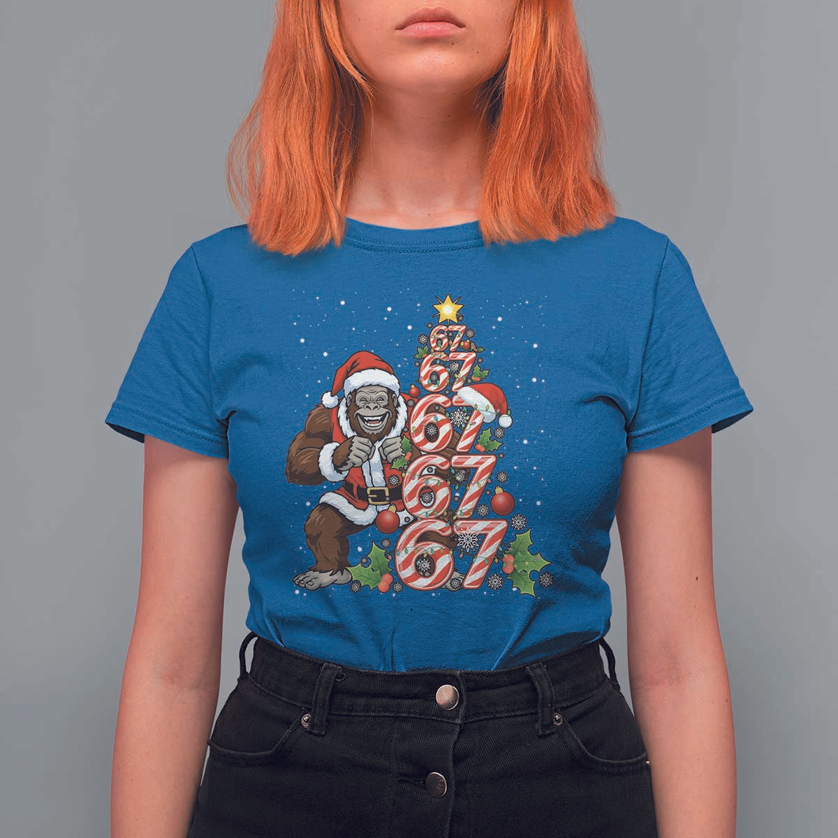 Trending Six Seven Meme Bigfoot Christmas Tree T Shirt For Women Holiday Gift - Wonder Print Shop